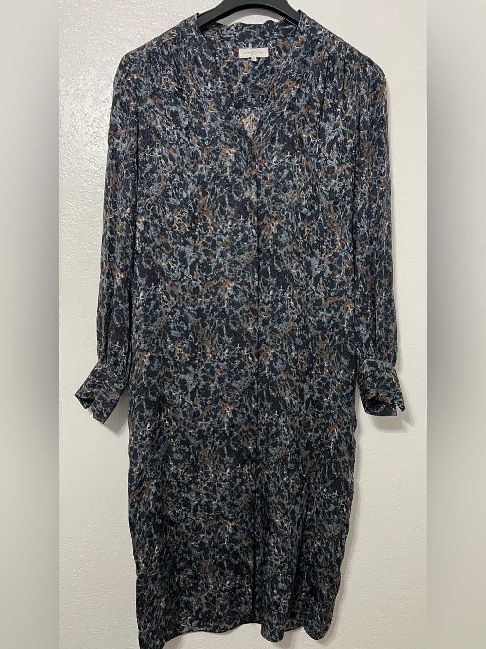 Lafayette 148 Silk Abstract Print Shirt Dress S No Belt